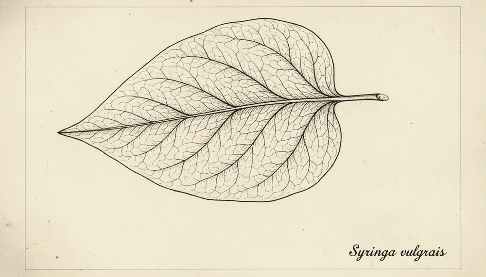 List šeříku obecného – Syringa vulgaris s charakteristickým tvarem