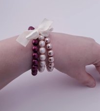 Náramek - Jablonecké sklo (starorůžová, fuchsie, růžová)  3 ks S0110