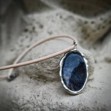 Autorský cínový náhrdelník - Achát S0739