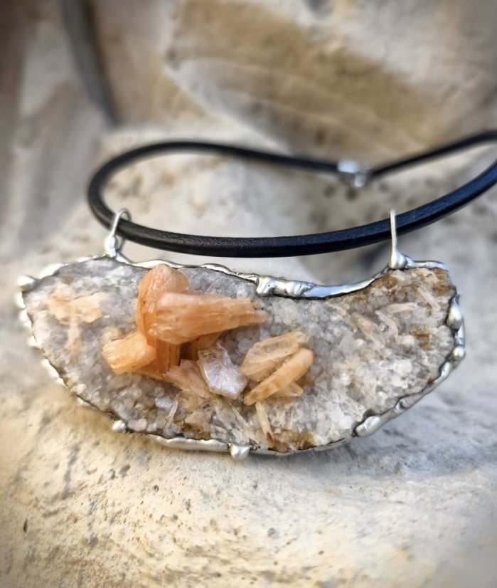 Autorský cínovaný náhrdelník - Mix minerálů S0779