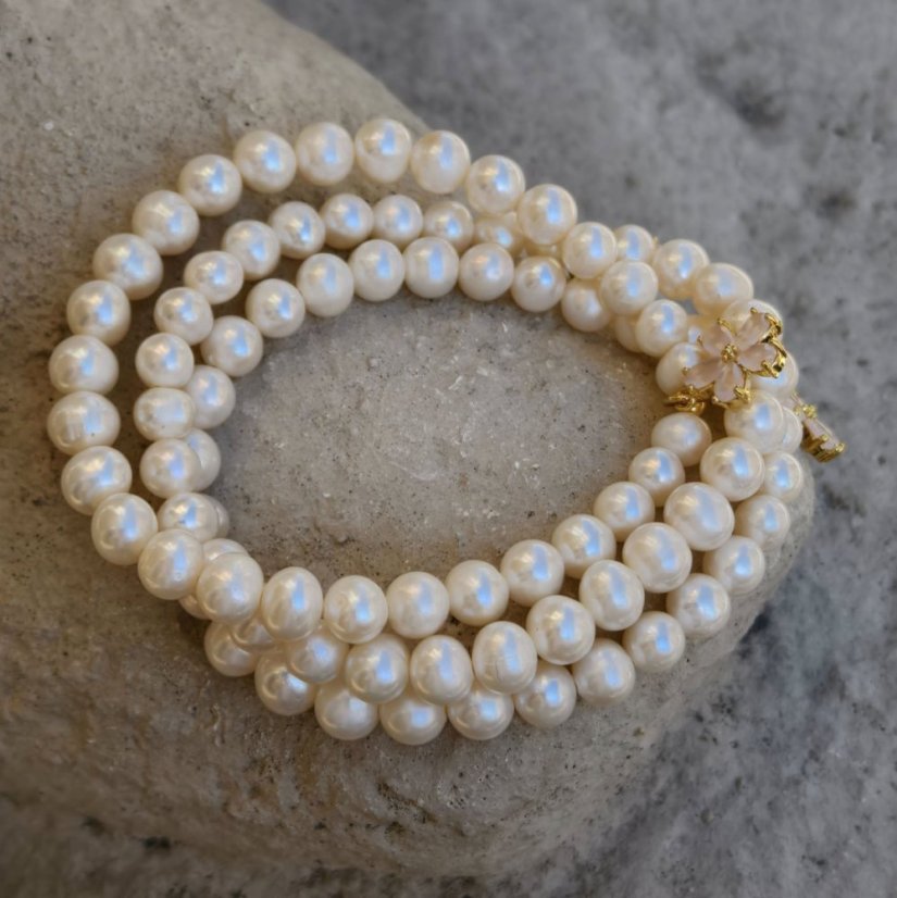 Náramok perlový - Rieční perla biela S0686