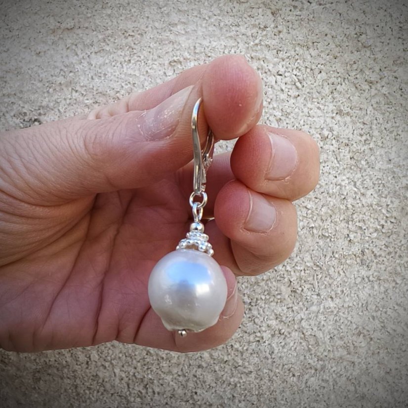 Náušnice perlové  - Říční barokní perla S0808