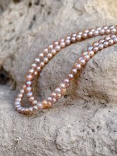 Náhrdelník perlový - Perličky Růžové AAA 4 mm S0826