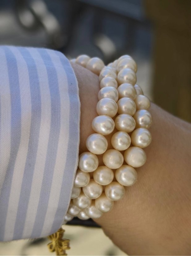 Náramok perlový - Rieční perla biela S0686