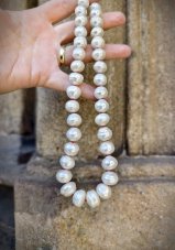 Náhrdelník perlový - Říční perla bílá 1,5 cm S0815
