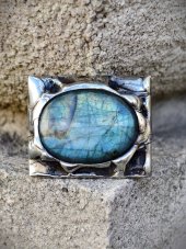 Autorská cínovaná brož - Labradorit - Magické oko S0953