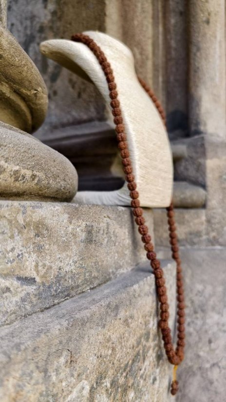 Náhrdelník meditační - Japa Mála 108 korálků Rudraksha  S0813