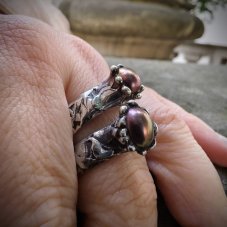 Prsten - Říční perla v cínu V001