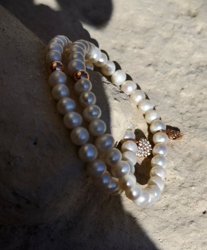 Náramek perlový - Říční perla bílá S0691