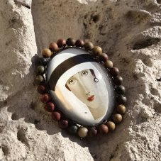 Autorská skleněná brož - Třicátá léta S0841