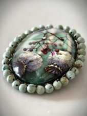 Autorská skleněná brož - Máky S0874