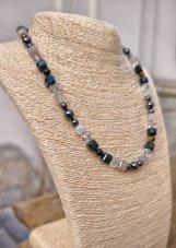 Náhrdelník minerální - Achát, Křišťál, Tygří oko S0840