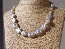 Náhrdelník perlový - Jedinečná Keshi jezerní perla bílá 1,8 cm S0825