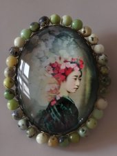 Autorská skleněná brož - Bouře květů S0884