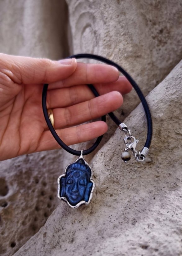 Náhrdelník minerál - Budha labradorit S0711