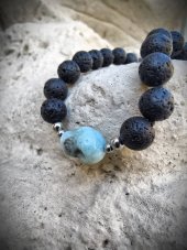 Náhrdelník minerální - Láva a Larimar S0629