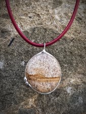 Autorský cínový náhrdelník - Jaspis obrázkový S0798
