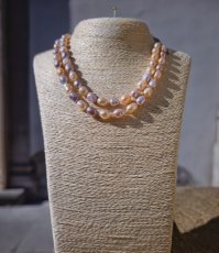 Dvojradový perlový náhrdelník - Riečna perla dvoch farieb S0822