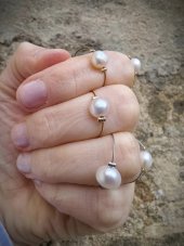 Prsten na lanku - Říční perla bílá S0084