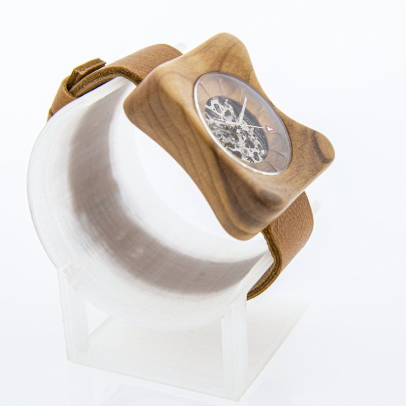 České dřevěné hodinky Edison Automat H00242 Višeň
