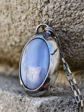 Autorský cínový náhrdelník - Chalcedon S0937