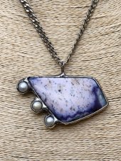 Autorský cínový náhrdelník - Dendritický opál Purple S0890