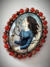 Autorská sklenená brošňa - Jar začína S0873