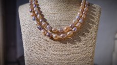 Dvojradový perlový náhrdelník - Riečna perla dvoch farieb S0822