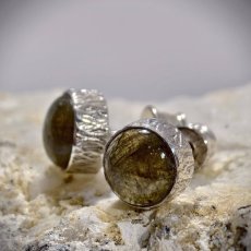 Náušnice minerální - Labradorit ve stříbře S1037
