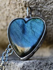 Autorský cínový náhrdelník - Labradorit srdce S0932