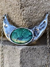 Autorský cínový náhrdelník - Malachit S0938