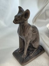 Surové minerály - Obsidiánová soška Egyptskej mačky SM0859