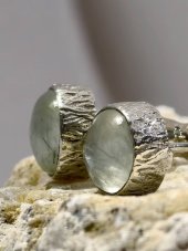 Náušnice minerálne - Prehnit v striebri S1038