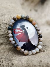 Autorská skleněná brož - Tajný vzkaz S0913