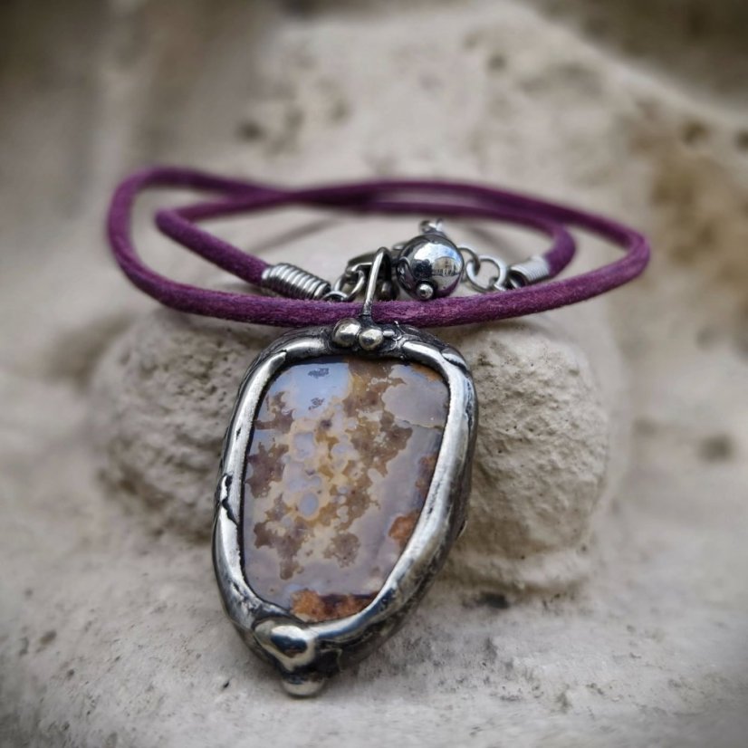 Autorský cínový náhrdelník - Agát S0470