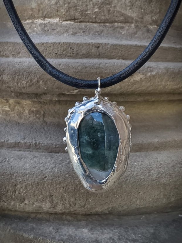 Autorský cínový náhrdelník - Achát S0796