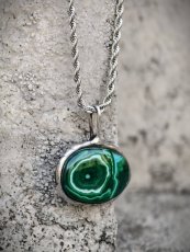 Autorský cínovaný náhrdelník -  Malachit S0945