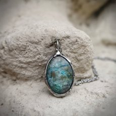 Autorský cínový náhrdelník - Tyrkys S0752