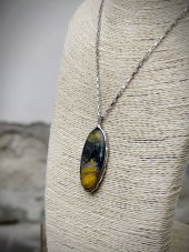 Autorský cínovaný náhrdelník -  Jaspis čmeláčí S0895