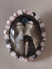 Autorská skleněná brož - Dvojčata S0878