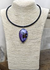 Autorský cínovaný náhrdelník - Achát fialový S0914