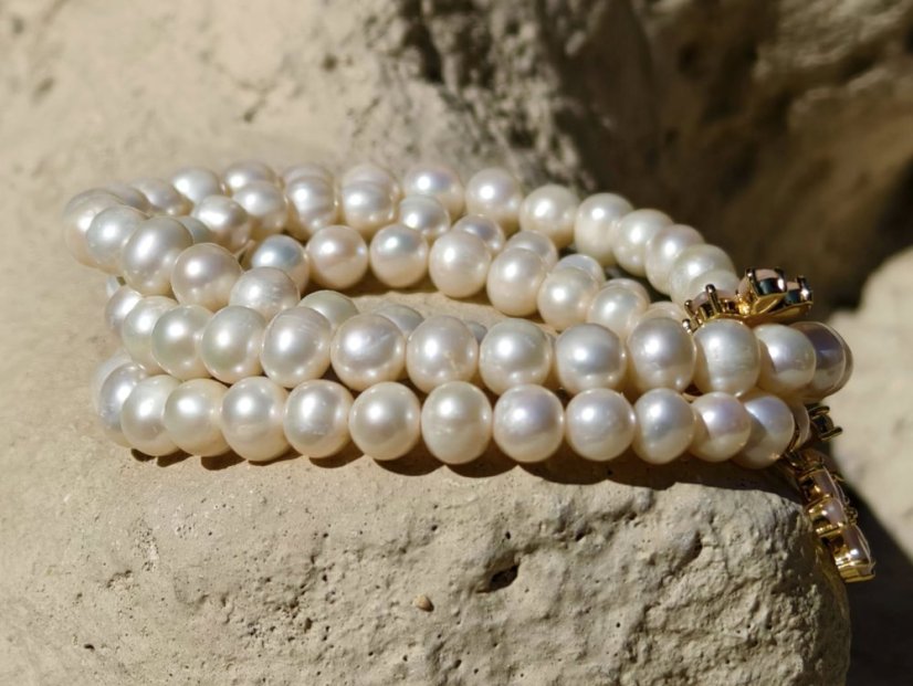 Náramok perlový - Rieční perla biela S0686