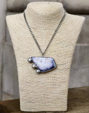 Autorský cínový náhrdelník - Dendritický opál Purple S0890