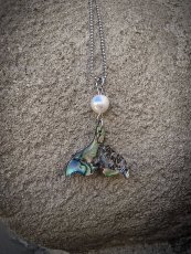 Náhrdelník perlový - Říční perla a Paua mušle  S0812