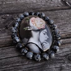 Autorská skleněná brož - Dvě tváře S0832