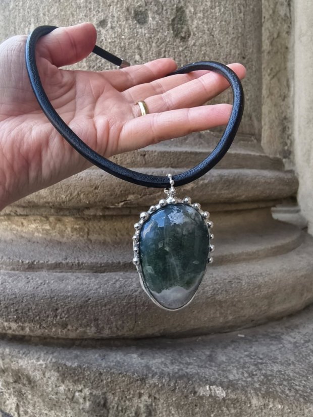 Autorský cínový náhrdelník - Achát S0796