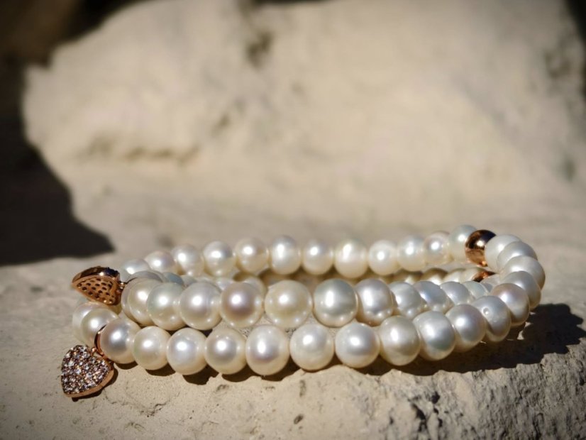 Náramek perlový - Říční perla bílá S0691