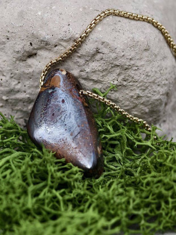 Náhrdelník minerálny — Opál Boulder S0402
