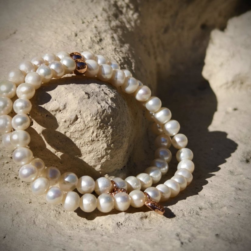 Náramek perlový - Říční perla bílá S0691