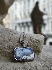 Autorský cínovaný náhrdelník - Opál dendritický S0544